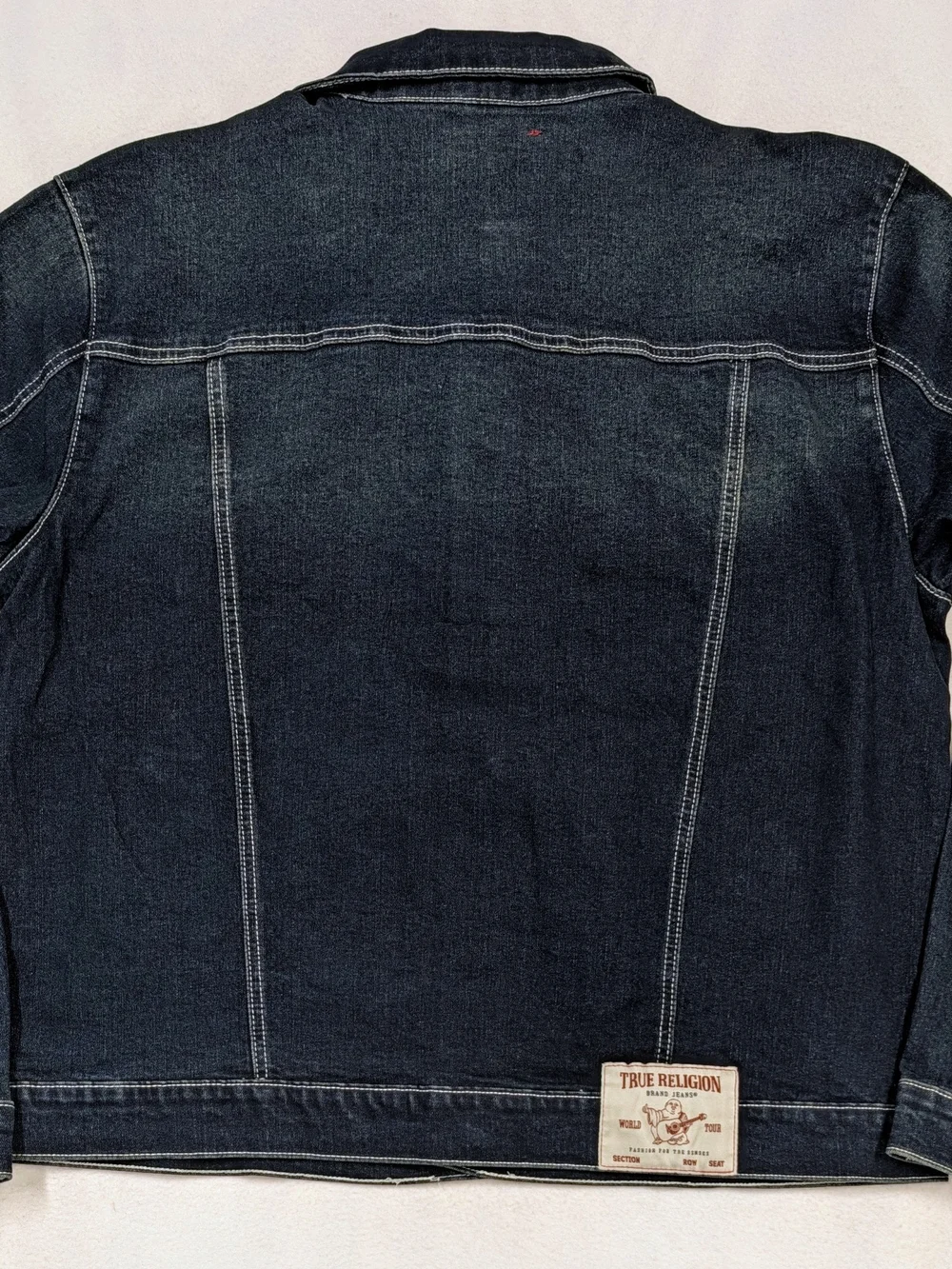 True Religion Men's XL NWT Ladder Stitch Denim Jacket Dark Hawk's Eye